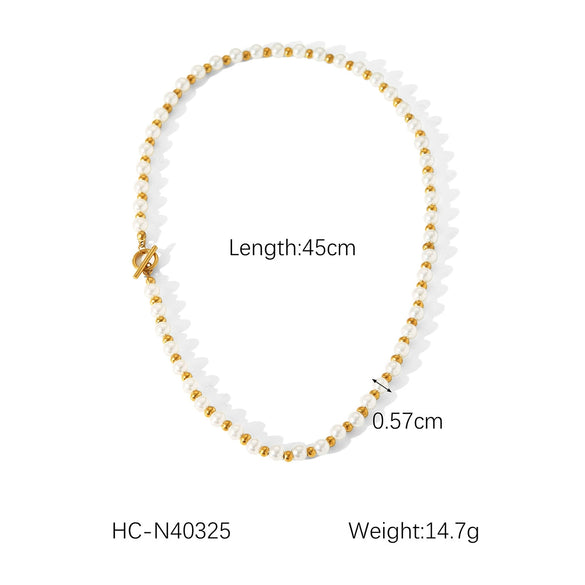Light Luxury Stainless Steel Geometric Beaded Clavicle Chain Necklace For Women Electroplated