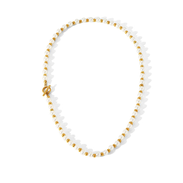 Light Luxury Stainless Steel Geometric Beaded Clavicle Chain Necklace For Women Electroplated