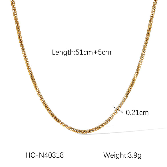 Light Luxury Stainless Steel Geometric Beaded Clavicle Chain Necklace For Women Electroplated