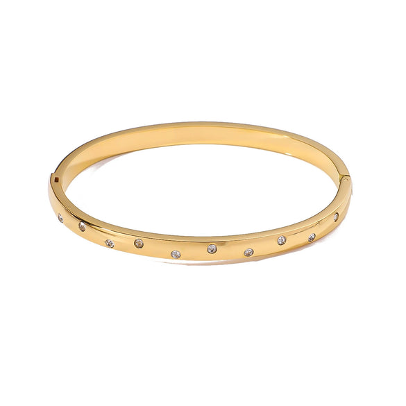 Light Luxury Stainless Steel Gold Plated Bracelet With Diamond Inlaid And 18K Furnace Vacuum Plating