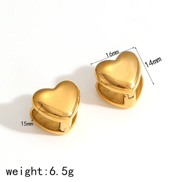 Light Luxury Stainless Steel Heart Pattern Electroplated Earrings For Women