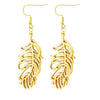 Light Luxury Stainless Steel Hollow Feather Pendant Necklace And Earrings Jewelry Set For Women With Electroplated Finish