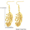 Light Luxury Stainless Steel Hollow Feather Pendant Necklace And Earrings Jewelry Set For Women With Electroplated Finish
