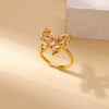 Light Luxury Stainless Steel Love Heart Opening Ring With Zircon Bow And Geometric Design Jewelry