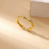 Light Luxury Stainless Steel Love Heart Opening Ring With Zircon Bow And Geometric Design Jewelry