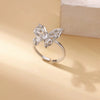 Light Luxury Stainless Steel Love Heart Opening Ring With Zircon Bow And Geometric Design Jewelry