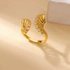 Light Luxury Stainless Steel Love Heart Opening Ring With Zircon Bow And Geometric Design Jewelry