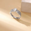 Light Luxury Stainless Steel Love Heart Opening Ring With Zircon Bow And Geometric Design Jewelry