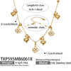 Light Luxury Stainless Steel Necklace And Bracelet Jewelry Set With Heart And Four Leaf Clover Geometric Pendant And Zircon Inlay Electroplated