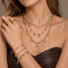 Light Luxury Stainless Steel Necklace And Bracelet Jewelry Set With Heart And Four Leaf Clover Geometric Pendant And Zircon Inlay Electroplated