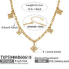 Light Luxury Stainless Steel Necklace And Bracelet Jewelry Set With Heart And Four Leaf Clover Geometric Pendant And Zircon Inlay Electroplated