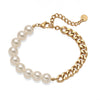 Light Luxury Stainless Steel Pearl Geometric Women's Bracelet With 18K Gold Plated Electroplating