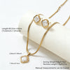 Light Luxury Stainless Steel Pearl Necklace And Earrings Set With Snake Bone Chain Electroplated Heart Drop Bell And Butterfly Design For Women