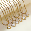 Light Luxury Stainless Steel Pearl Necklace And Earrings Set With Snake Bone Chain Electroplated Heart Drop Bell And Butterfly Design For Women