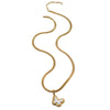 Light Luxury Stainless Steel Pearl Necklace And Earrings Set With Snake Bone Chain Electroplated Heart Drop Bell And Butterfly Design For Women