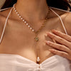 Light Luxury Stainless Steel Pearl Pendant Necklace For Women With Electroplating Design