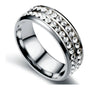 Light Luxury Stainless Steel U Shape Double Row Diamond Ring Fashion Unisex Couple Jewelry