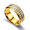 Light Luxury Stainless Steel U Shape Double Row Diamond Ring Fashion Unisex Couple Jewelry