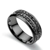 Light Luxury Stainless Steel U Shape Double Row Diamond Ring Fashion Unisex Couple Jewelry