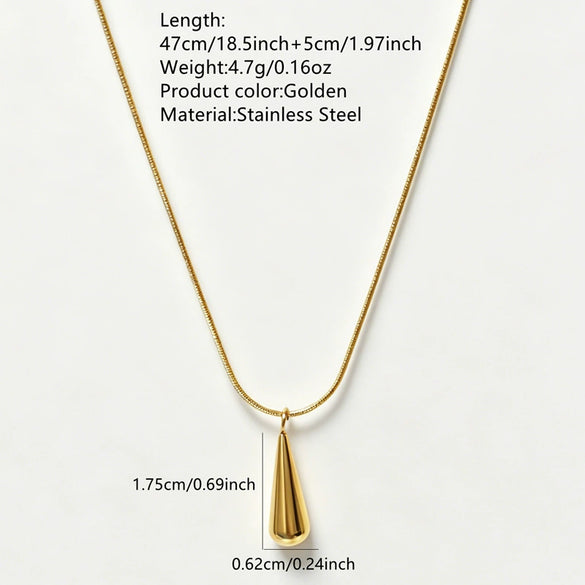 Light Luxury Stainless Steel Water Drop Necklace And Earrings Set Electroplated Snake Bone Chain Women's Jewelry
