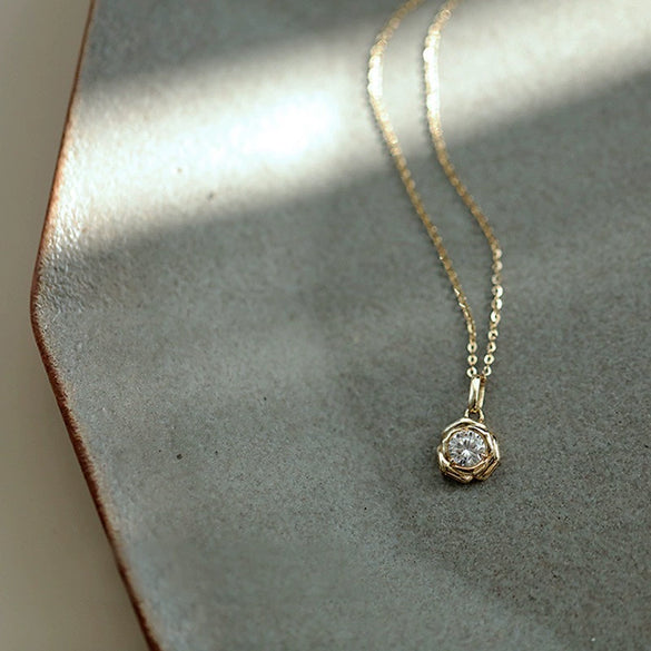 Light Luxury 925 Sterling Silver Flower Diamond Necklace For Women With 14K Gold Plating And Ochain