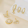 Light Luxury Style Copper Fourleaf Clover Petal Zircon Ear Clip Earrings Jewelry For Women