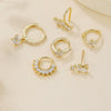 Light Luxury Style Copper Fourleaf Clover Petal Zircon Ear Clip Earrings Jewelry For Women