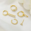 Light Luxury Style Dropshaped Clover Copper Goldplated Zircon Earrings Set For Women