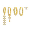 Light Luxury Style Dropshaped Clover Copper Goldplated Zircon Earrings Set For Women