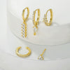Light Luxury Style Dropshaped Clover Copper Goldplated Zircon Earrings Set For Women