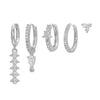 Light Luxury Style Dropshaped Clover Copper Goldplated Zircon Earrings Set For Women
