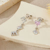 Light Luxury Style English Letter M Heart Silver Earrings With Platinum And 18K Gold Electroplating