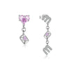 Light Luxury Style English Letter M Heart Silver Earrings With Platinum And 18K Gold Electroplating