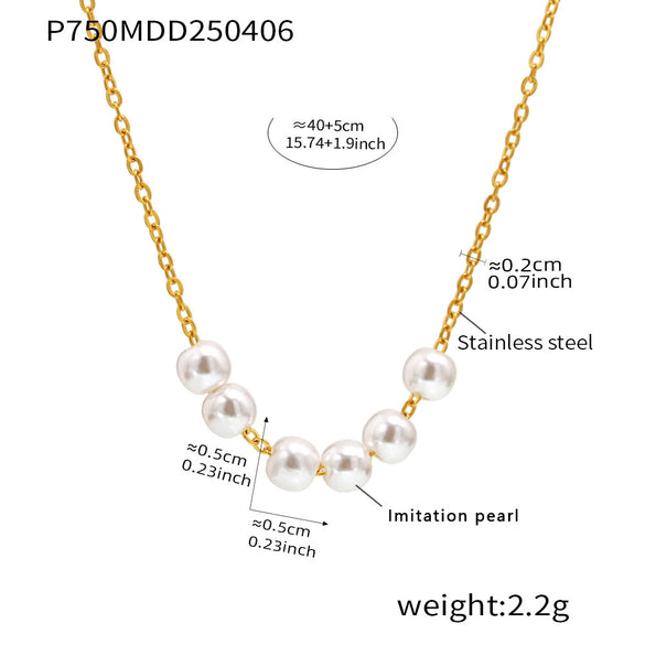 Light Luxury Style Exquisite Bead Necklace For Women Stainless Steel Shell Beads Geometric Titanium Steel Electroplated