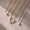 Light Luxury Style Exquisite Bead Necklace For Women Stainless Steel Shell Beads Geometric Titanium Steel Electroplated