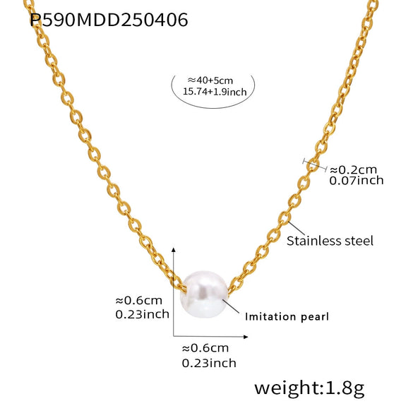 Light Luxury Style Exquisite Bead Necklace For Women Stainless Steel Shell Beads Geometric Titanium Steel Electroplated