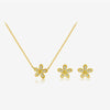 Light Luxury Style Floral S925 Sterling Silver Necklace And Cool Earrings With Platinum Or 18K Gold Electroplating