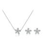 Light Luxury Style Floral S925 Sterling Silver Necklace And Cool Earrings With Platinum Or 18K Gold Electroplating