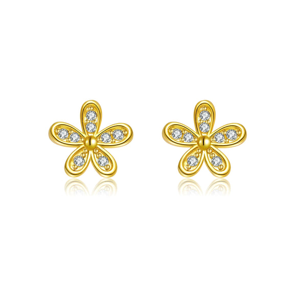 Light Luxury Style Floral S925 Sterling Silver Necklace And Cool Earrings With Platinum Or 18K Gold Electroplating