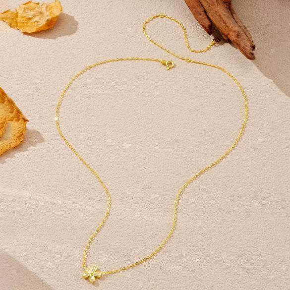 Light Luxury Style Floral S925 Sterling Silver Necklace And Cool Earrings With Platinum Or 18K Gold Electroplating