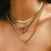 Light Luxury Style Geometric Carabiner Necklace Stainless Steel Box Chain With 18K Gold Plated Electroplating For Couple Men And Women