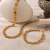 Light Luxury Style Shell Element Jewelry Suit For Women Geometric Pattern 18K Gold Plated Stainless Steel Necklace Bracelet Suit Furnace Vacuum Plating