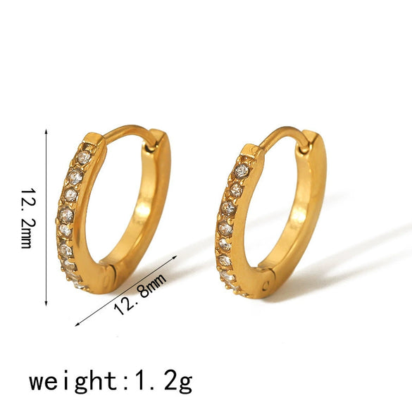 Light Luxury Style Stainless Steel 18K Gold Women's Earrings With Diamond Design And U Shape