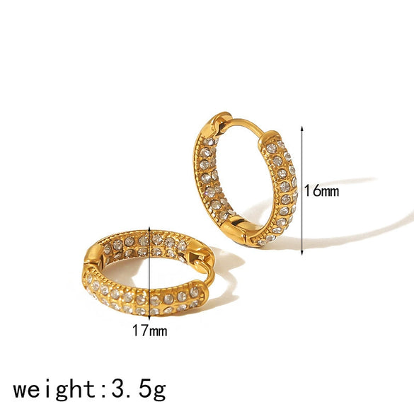 Light Luxury Style Stainless Steel 18K Gold Women's Earrings With Diamond Design And U Shape