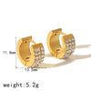 Light Luxury Style Stainless Steel 18K Gold Women's Earrings With Diamond Design And U Shape