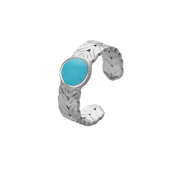 Light Luxury Style Stainless Steel Oil Dripping Open Ring With Hollow Star And Moon And Sun Pattern