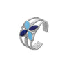 Light Luxury Style Stainless Steel Oil Dripping Open Ring With Hollow Star And Moon And Sun Pattern
