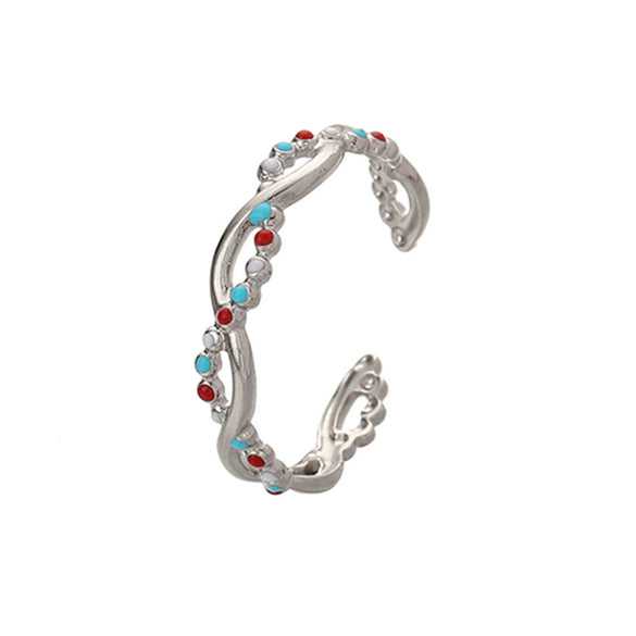 Light Luxury Style Stainless Steel Oil Dripping Open Ring With Hollow Star And Moon And Sun Pattern