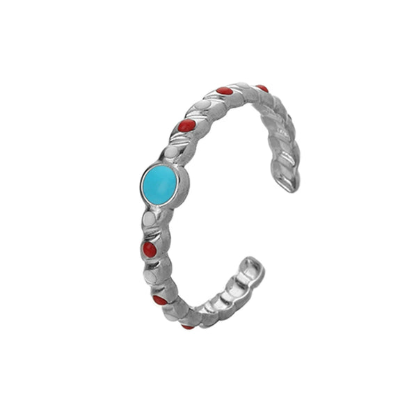 Light Luxury Style Stainless Steel Oil Dripping Open Ring With Hollow Star And Moon And Sun Pattern