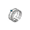 Light Luxury Style Stainless Steel Oil Dripping Open Ring With Hollow Star And Moon And Sun Pattern